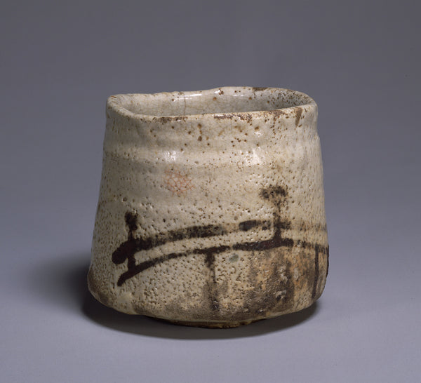 Shino tea bowl Hashihime, late sixteenth to early seventeenth century, Cultural Heritage Online; contextual image for Momoyama irregular bowl form, not Makimura Hyobu's recorded bowl