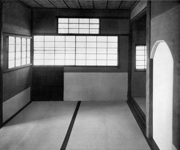 Historic 1952 photograph of the low nijiriguchi guest entrance and window at Shokin-tei, Katsura Imperial Villa