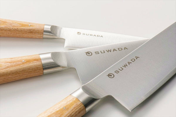 Kitchen knives prepared for sharpening and maintenance