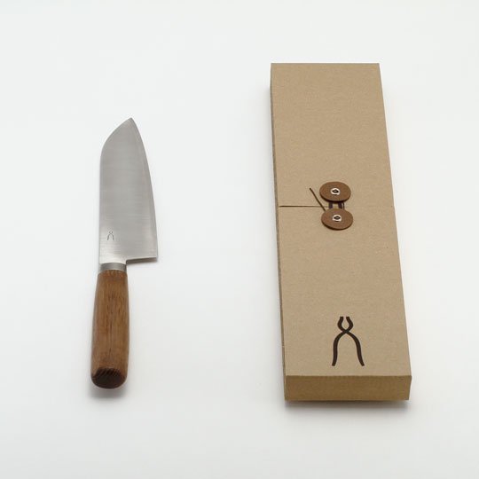 Japanese Santoku knife with an SLD semi-stainless core and stainless cladding
