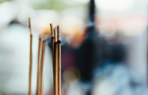 Incense stick photographed in close focus
