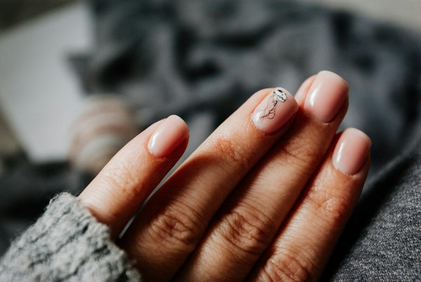 Close-up of natural fingernails on a hand