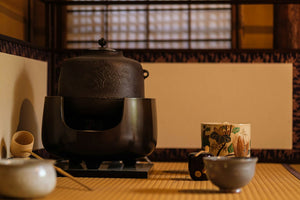 Contemporary Japanese tea-ceremony setting used as contextual reference; not a verified standard ro hearth