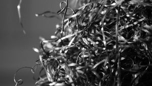 Close-up of metallic steel shavings
