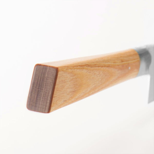 Japanese Santoku kitchen knife with the blade surface clearly visible