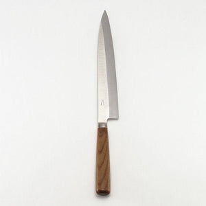 Right-handed Yanagiba illustrating handed single-bevel knife geometry