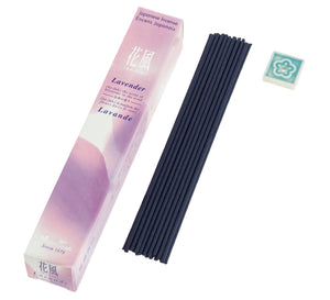 Ka-fuh Lavender Japanese incense, 50-stick box angled view