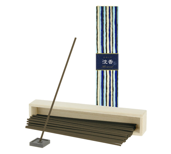 Kayuragi Agarwood Japanese incense, 40-stick box angled view