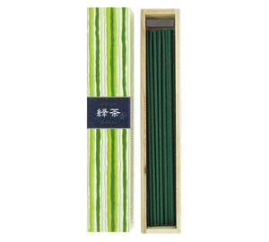 Kayuragi Green Tea Japanese incense, 40-stick box front view