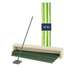 Kayuragi Green Tea Japanese incense, 40-stick box angled view
