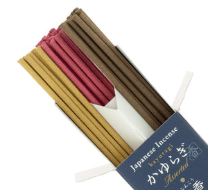 Kayuragi Japanese incense three-fragrance gift set, detail view