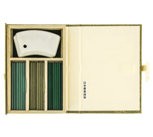 Mori No Kaori Japanese incense three-wood fragrance set, overhead view