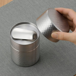 Hammered Tea Canister with Double Lid at Suwada1926