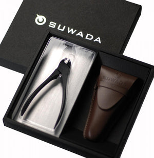 SUWADA Black Small Nail Nipper Gift Set with leather case