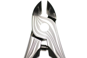 Damascus steel pattern as it appears on a nail nipper made by suwada