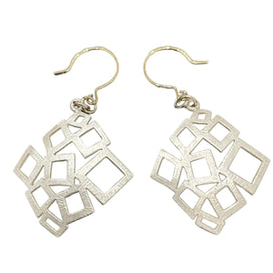 Square Earrings - Silver - Suwada1926